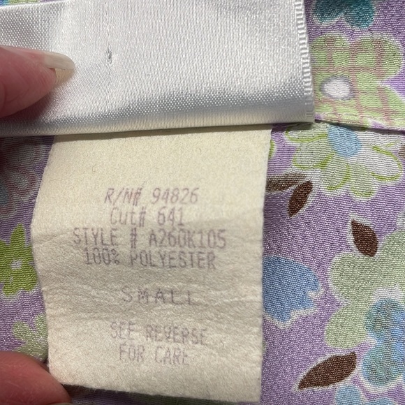 Y2K crop top tie waist floral button down shirt long bell sleeve blouse womens S - Picture 12 of 12